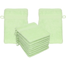 Betz 10 Stück Waschhandschuhe PALERMO 100% Baumwolle Waschlappen Set Größe 16x21 cm Farbe grün
