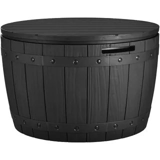 YITAHOME 127 Liter Kissenbox Wasserdicht, Abschließbarem Outdoor Gartenbox, Rund Garten Auflagenbox Wetterfest Garten Aufbewahrungsbox mit Seitengriffen für Gartengeräten Poolzubehör, Schwarz