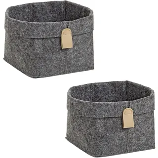 Zeller Aufbewahrungskorb 16 x 16 x 17 cm 2-tlg. grau