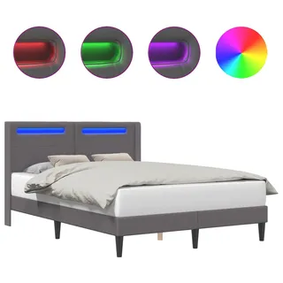 vidaXL Bettrahmen mit LED-Lichtleisten Grau 120 x 200 cm Kunstleder - Grau