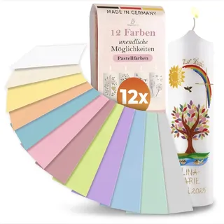 Brandalo® 12 Wachsplatten XL 100×200mm für Kerzen – große Wachsplatten in Pastellfarben – Verzierwachs für Kerzen zum Kerzen verzieren, gestalten & dekorieren – Kerzen Bastelset - Pastell