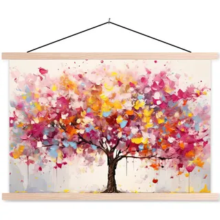 MuchoWow Poster Aquarell - Baum - Kunst - Abstrakt 90x60 cm , Multicolor , Textil , Rechteckig , 90x60x0.15 cm , Bilder & Rahmen, Bilder, Sonstige Wandbilder