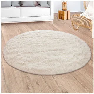 Paco Home Hochflor-Teppich »Silky 591« rund 37 mm Höhe Uni Farben, besonders weich und kuschelig, beige