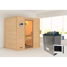 Bild von Sauna »"Sonja" mit Klarglastür Ofen 9 KW externe Strg modern«, beige