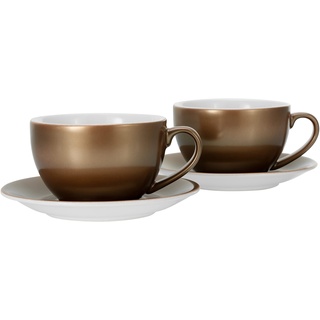 CreaTable, 25846, Serie GOLDEN DAYS weiss Bistrotassen, Cappuccino Set 2 teilig