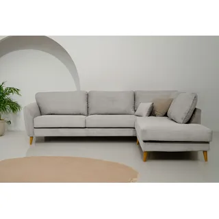 Home Affaire »MARSEILLE 278/202 cm, L-Form, Ottom. rechts/links, verschiedene Bezüge« Massivholzbeine Eiche, Landhausstil, Wellenunterfederung,