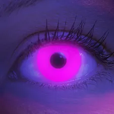 Farbige UV Kontaktlinsen 1 Paar Pinke Schwarzlicht Glow Pink Neon Farblinsen. Jahreslinsen Topqualität zu Halloween, Fasching, Fastnacht, Karneval inkl. Kontaktlinsenbehälter - Ohne Stärke
