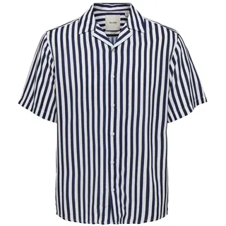 ONLY & SONS Herren Onswayne Striped Viscose Shirt Noos Freizeithemd, Dress Blues, L EU