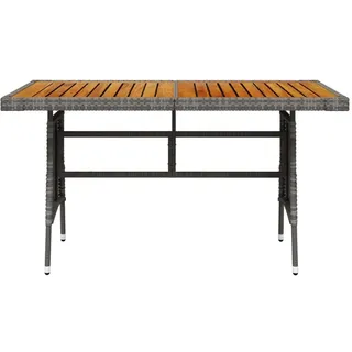 vidaXL Gartentisch Grau 130x70x72 cm Poly Rattan & Massivholz Akazie - Grau
