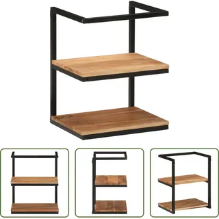 The Living Store Wandregal 40x30x50 cm Massivholz Akazie und Eisen - Braun