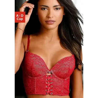 Push-up-BH JETTE, Damen, Gr. 85, Cup D, rot, Spitze, Obermaterial: 82% Polyamid, 9% Elasthan, 9% Polyester, BHs Push-up-BH, in hübscher Bustier-Form, sexy Dessous