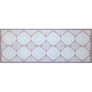 oKu-Tex Fußmatte | Schmutzfangmatte, Küchenläufer | Mosaik Muster Kacheln Kariert | Waschbar | Türvorleger für innen | rutschfest |hellblau/grau | 45 x 75 cm