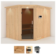 Bild Sauna »Marit«, (Set), 9-kW-Ofen mit externer Steuerung beige