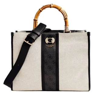 GUESS Kerima Bamboo 2 Compartment Tote Natural/Coal Logo