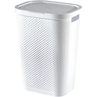 Curver Infinity Dots Wäschekorb, rechteckig, 100% recycelt, 60 Liter, Weiß