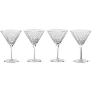 Zafferano Veneziano Mixology Glas für Cocktails Longdrinks Spirituosen | 4 Stück | Facetten Muster | mundgeblasen | Handarbeit (Martini (VN01800))