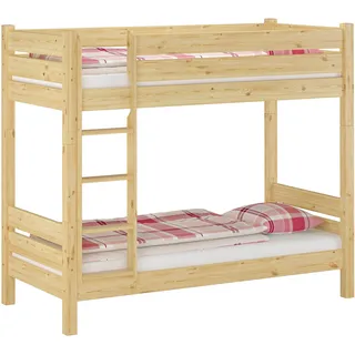 Etagenbett Kiefer natur 80x190 Zubehör wählbar Stockbett Hochbett teilbar V-60.16-08-190T100Rollrost und Matratze inkl. - Braun