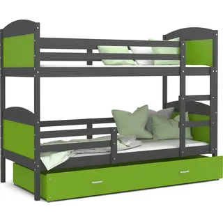 Etagenbett hochbett kinderzimmer kinderbetten jugendzimmer 190x80 grau grün