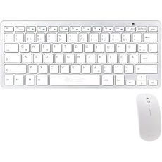 GeneralKeys Keyboard: Set: Schlanke Funk-Tastatur mit Scissor-Tasten im Alu-Look & Funk-Maus (Tastatur für Laptop, Kabellose Tastatur, TV zubehor)