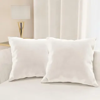 Petti Artigiani Italiani - 2 Sofakissen aus Samt mit Polsterung, Kissenbezüge für Schlafzimmer, Möbelkissen aus Samt mit verdecktem Reißverschluss, Milchmilch, 2 Stück - 30 x 30 cm