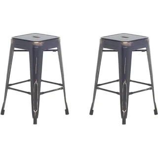 Beliani Barhocker 2er Set Schwarz/Gold Metall 60 cm Industriell