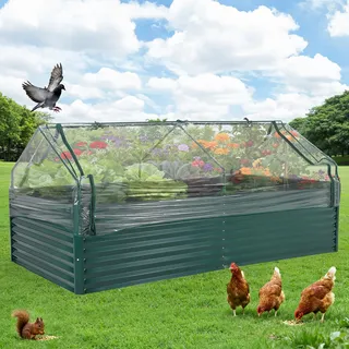 Hochbeet 240x120x60 cm mit Abdeckung Pflanzkasten, Gewächshaus, rostfrei