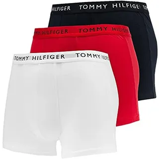 Tommy Hilfiger Herren 3er Pack Boxershorts Trunks Unterwäsche, Mehrfarbig (White/Desert Sky/Primary Red), S