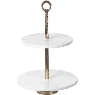 BELIANI Etagere Weiß u. Gold aus Marmor u. Aluminium 50 cm Hoch Glamourös Elegant Edel Tischdekoration Für Dessert Kuchen Pralinen Obst - Weiß, Gold