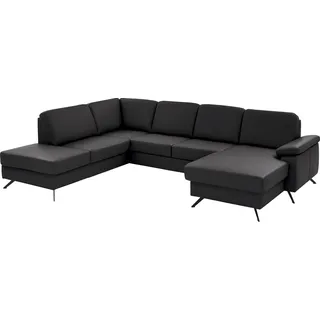 die planbar Wohnlandschaft Leder U-Form schwarz