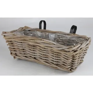 5 Stück Balkonkasten 42x20x15cm Weide mit Halterung Blumenkasten Pflanzkasten
