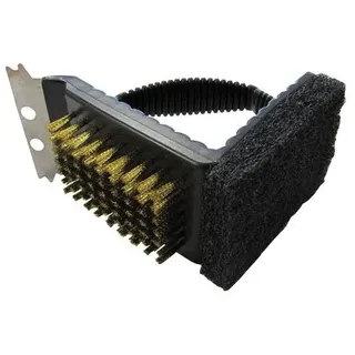 Cook'In Garden Reinigungsbürste 3-in-1 – Bürste aus Schaumstoff + Bürste aus Kupfer + Schaber aus Edelstahl – für Grill und Plancha