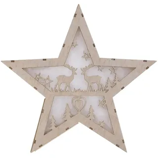 Buri LED-Deko-Stern aus Holz Weihnachtsstern Adventsstern Weihnachtsschmuck Holzstern