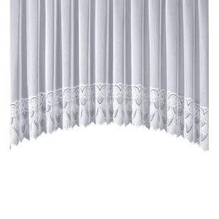 Gardine STICKEREIEN PLAUEN "Diana" Gr. 4, weiß (weiß, neutral), B:750 H:125, Polyester, Gardinen, Gardine, in C-Bogen Form, mit echter Plauener Spitze Stickerei
