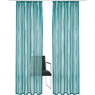 OTTO home Gardine "Dimona" Kräuselband 2 Stk. tlg. 2er-Set, transparent, Voile, Polyester, petrol