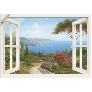 Artland Wandbild »Fensterblick - Haus am Meer I«, Fensterblick, (1 St.), als Leinwandbild, Poster, Wandaufkleber in verschied. Größen Artland weiß