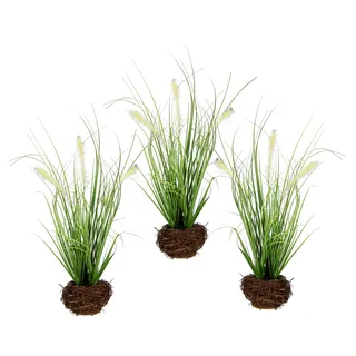 Künstliches Fuchsschwanzgras im Reisig Nest Gras Kunstpflanze Kunstgras Grünpflanzen Dekogras Grasbüschel Ziergras Solitärgras Deko Borstenhirse Federborstengras Lampenputzergras, 28x10x10cm