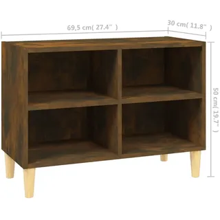 vidaXL TV-Schrank mit Massivholz-Beinen Räuchereiche 69,5x30x50 cm