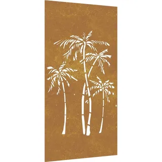 Garten-Wanddeko 105x55 cm Cortenstahl Palmen-Design - Braun