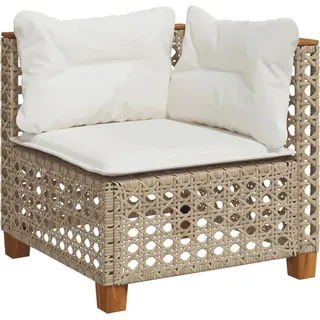 vidaXL Garten-Ecksofa mit Kissen Beige Poly Rattan - Beige