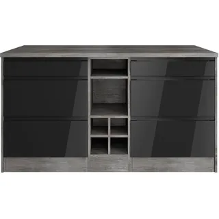 kochstation Unterschrank Kücheninsel KS-Virginia 153 x 100 x 85 cm Schwarz