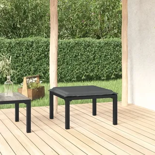 The Living Store Gartenhocker mit Kissen Schwarz und Grau Poly Rattan - Schwarz