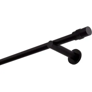 MDEKOR Gardinenstange schwarz 360 cm 1-läufig, 19 mm aus Metall Wandbefestigung Zylinder