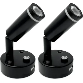 Dream lighting 12 Volt LED Leselampe Wohnmobil Dimmbar 12v LED Wandlampe mit USB Nachttischlampe Wohnwagen Bett Innenbeleuchtung Boot 2 Stück