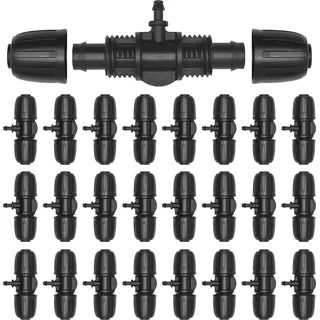 25-teiliges Set Gartenbewässerung T-Verbindung mit Barbedrahtanschluss für Tropfbewässerung im Garten - Kunststoff T-Stück Anschlüsse für Bewässerungssystem