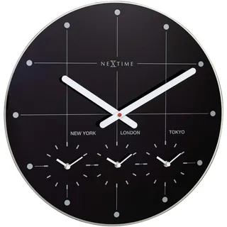 NeXtime Wanduhr, 43 cm, Silencieux-Schwarz-Verre Big City