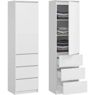 home collective Kleiderschrank, in Weiß , Holzwerkstoff | 3 Schubladen | 50x180.5x40 cm | Schlafzimmer, Kleiderschränke