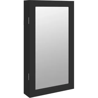 Spiegel-Schmuckschrank mit LED-Beleuchtung Wandmontage Schwarz - Schwarz