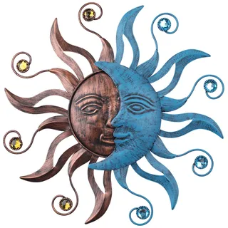 MUMTOP 33,26 cm Metall Sonne Mond Wanddekoration, inspirierende Wandskulptur, hängende Dekorationen, Kunst für drinnen und draußen, Zuhause, Wohnzimmer, Büro, Hof, Garten