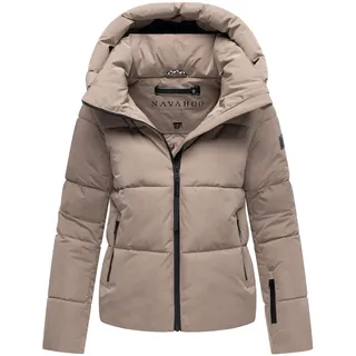 Steppjacke NAVAHOO "Steppjacke Frostherz XIV", Damen, Gr. M, beige (taupe grau), Obermaterial: 100% Polyester PES.  Obermaterial: Futter: 100% Polyester PES. 100% Polyester PES., gerade hüftbedeckend, hoch geschlossener Ausschnitt, Ärmel ohne Ärmelschlitz normaler Saum, Jacken Steppjacke, Kurze gesteppte Damen Winterjacke mit abnehmbarer Kapuze