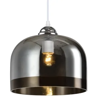 GTV LATI Pendelleuchte Rauchglas – Moderne Hängelampe mit halbtransparentem Glasschirm, Ø23,5 cm, 1xE27, IP20, 230V – Stilvolle Deckenleuchte aus Glas und Metall für Wohnzimmer, Küche und Esszimmer